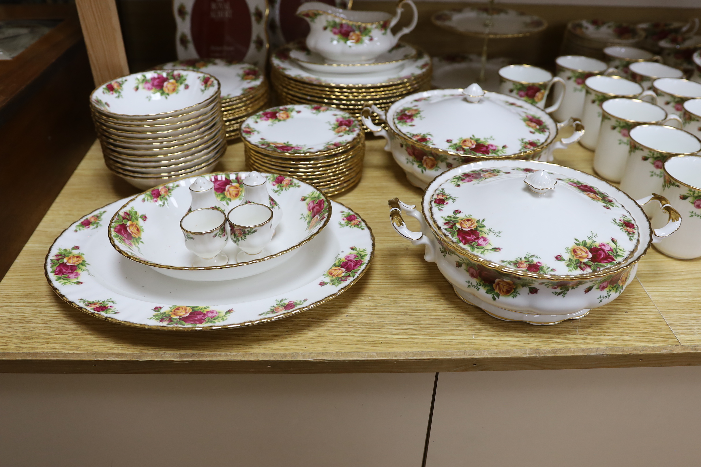 A Royal Albert Old Country Roses dinner and tea service, settings for twelve